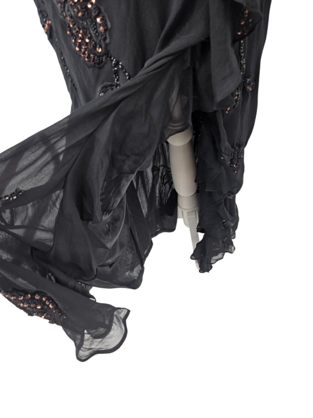 Sue Wong Nocturne Silk Beaded Cocktail Maxi Dress Black Women's Size 8 Evening - Picture 10 of 16